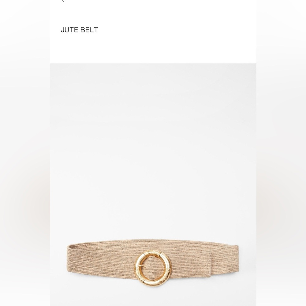 Zara Tan Jute Belt with Gold Buckle